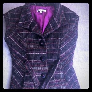 CAbi Wool Blend Brown Plaid Vest Size Small